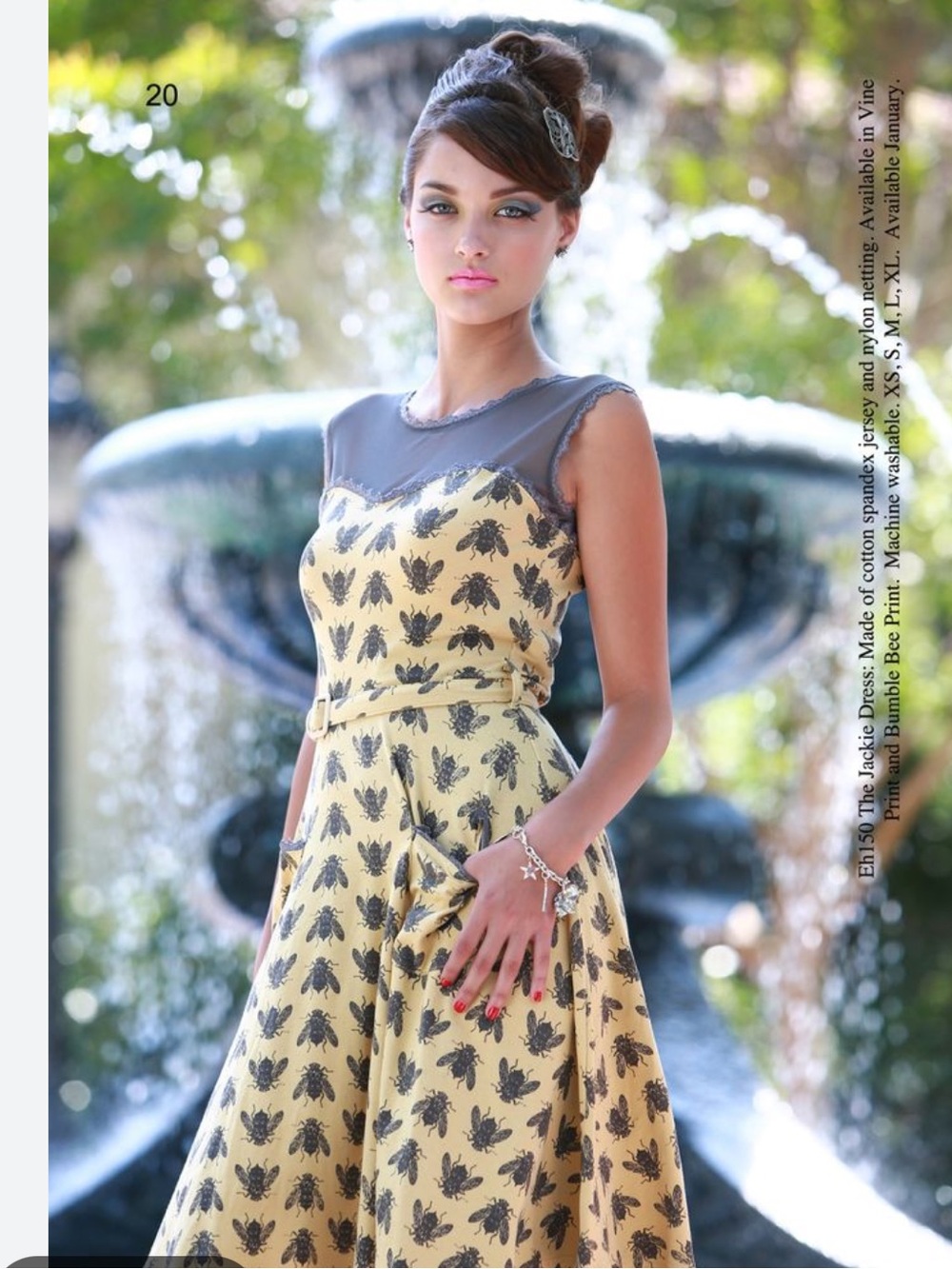 Effie's Heart Jackie Yellow midi Dress with grey Sheer Yoke XL